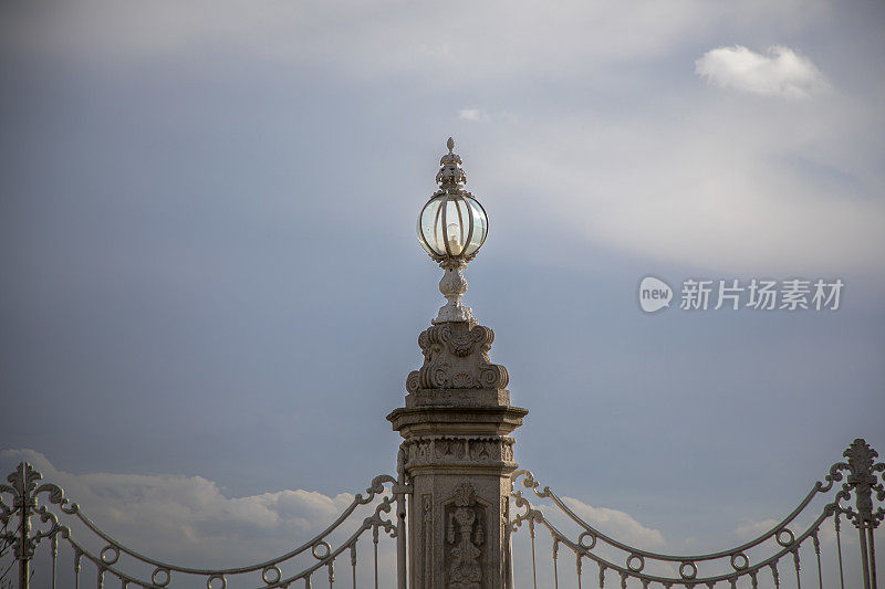 The lamp above the historical gate of the Dolmabahçe Palace in Istanbul